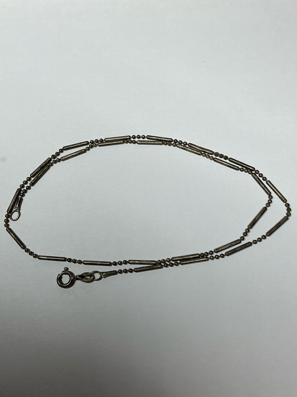 Sterling Silver Italian Bar and Bead Chain / Necklace. 18 inches long
